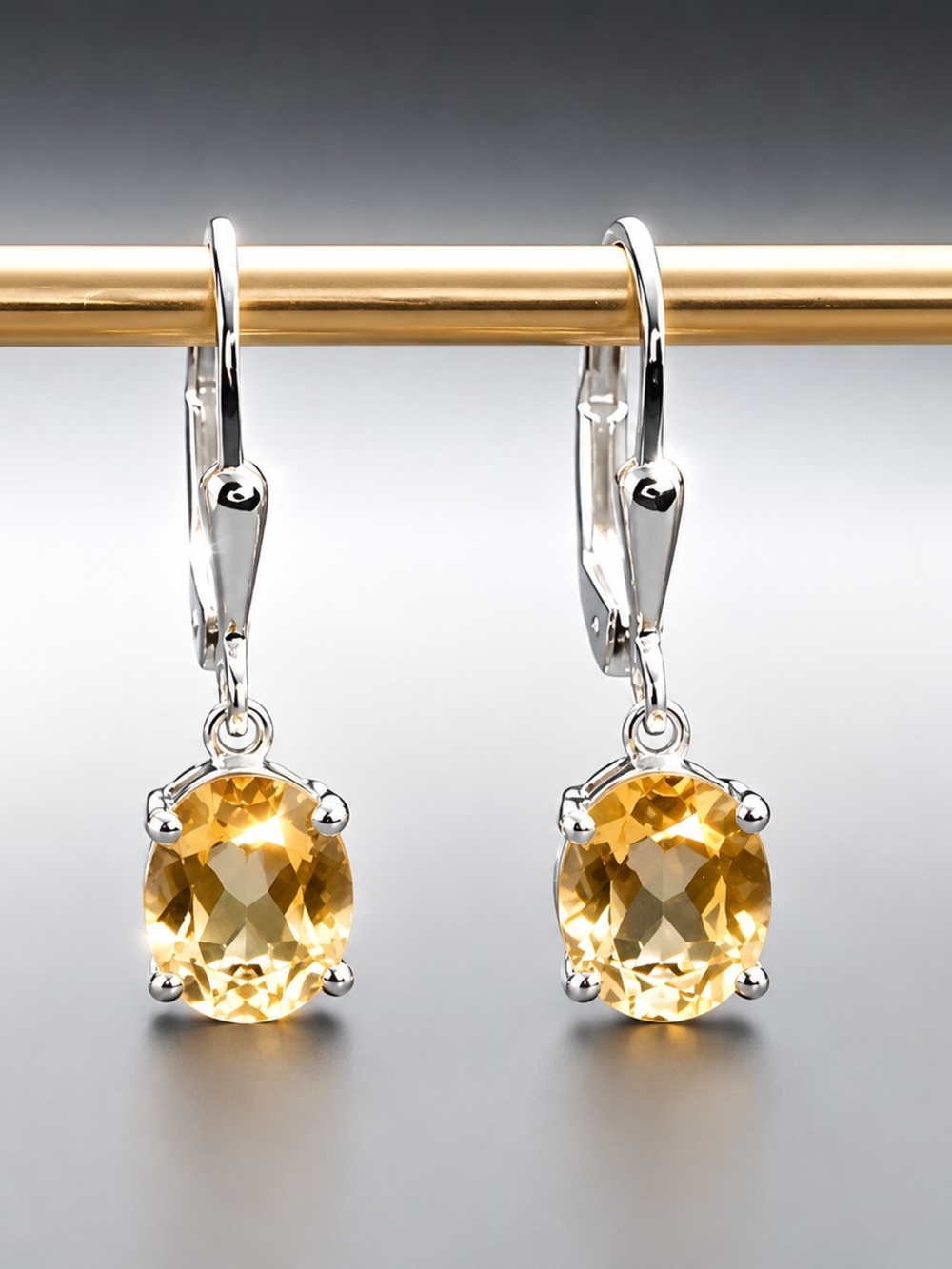 925 Sterling Silver 2.03 Ct Citrine Dangle Drop Earrings